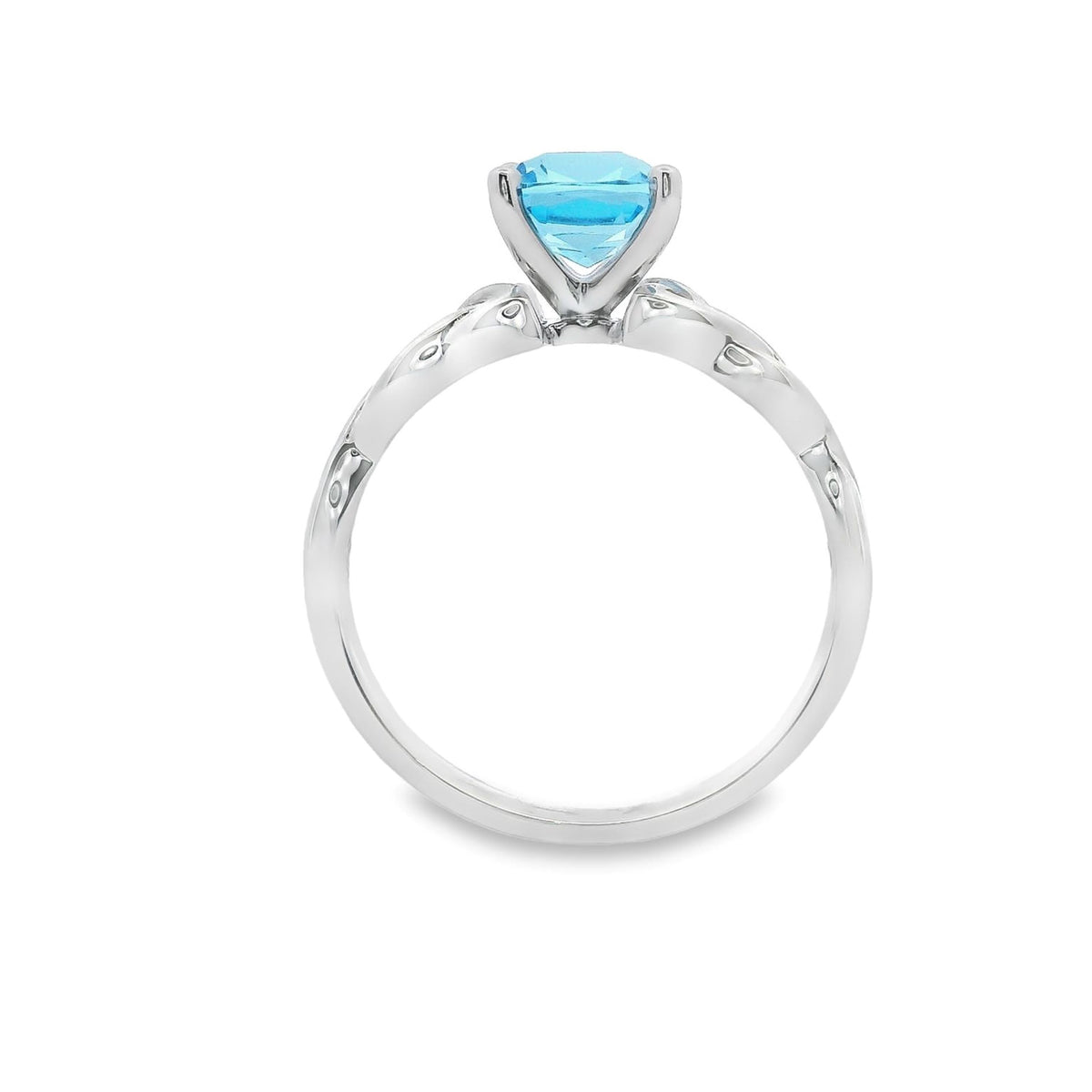 9ct White Gold Celtic Inspired Blue Topaz Ring