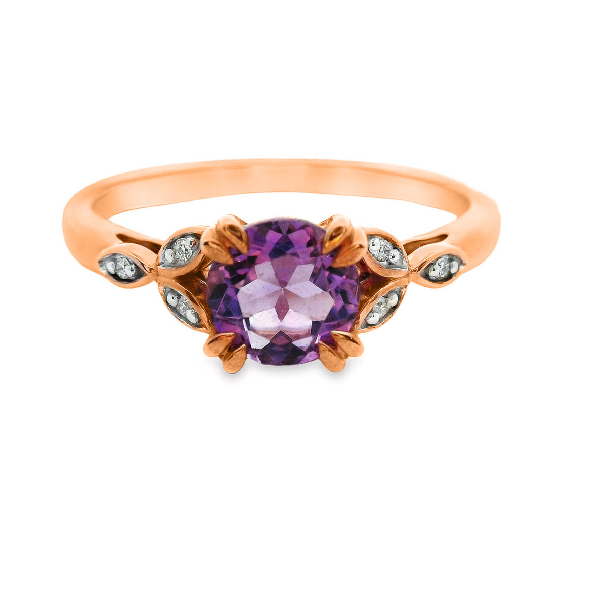Amethyst And Diamond Filigree Ring