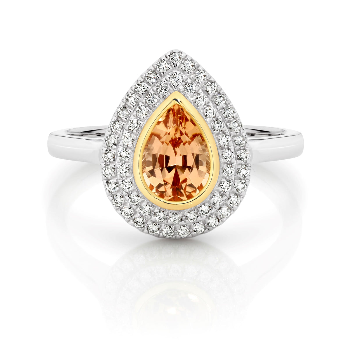 18ct White Gold And Yellow Gold Topaz And Diamond Ring