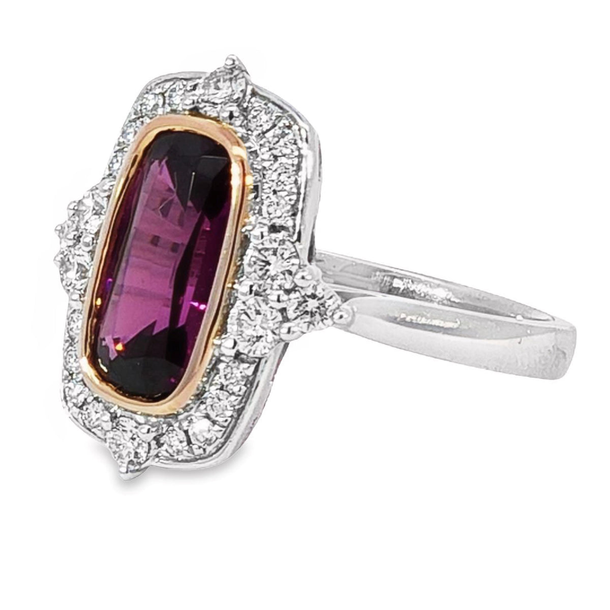 Bespoke 18ct White Gold Garnet And Diamond Ring