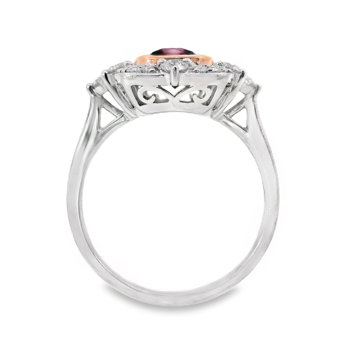 Bespoke 18ct White Gold Garnet And Diamond Ring