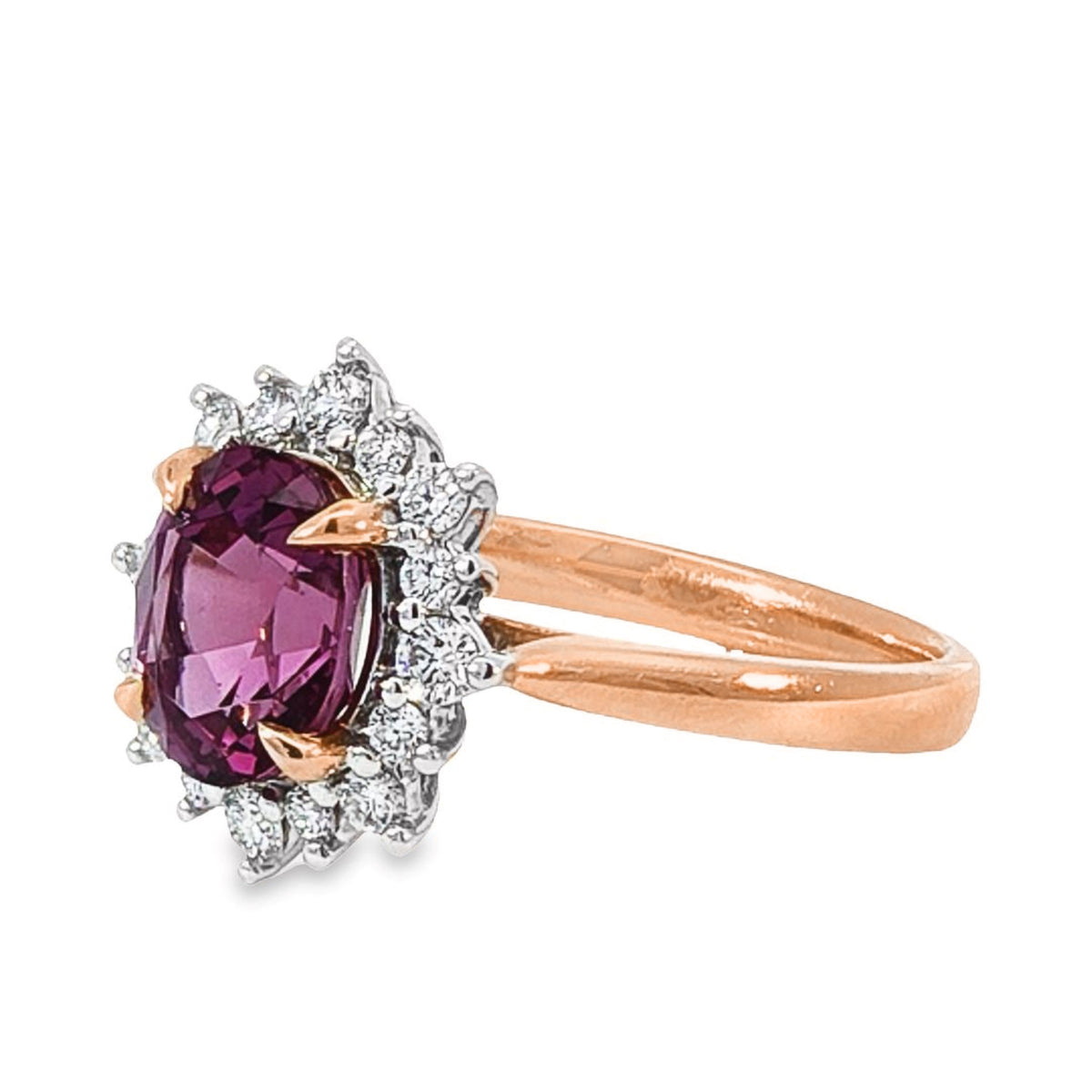 Bespoke 18ct Rose And White Gold Garnet And Diamond Ring