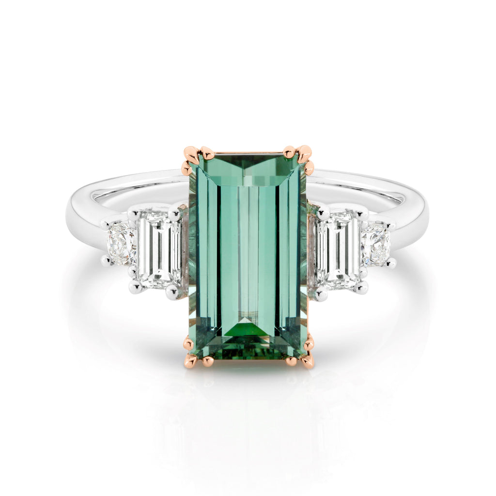18ct White And Rose Gold BespokeTourmaline And Diamond Ring