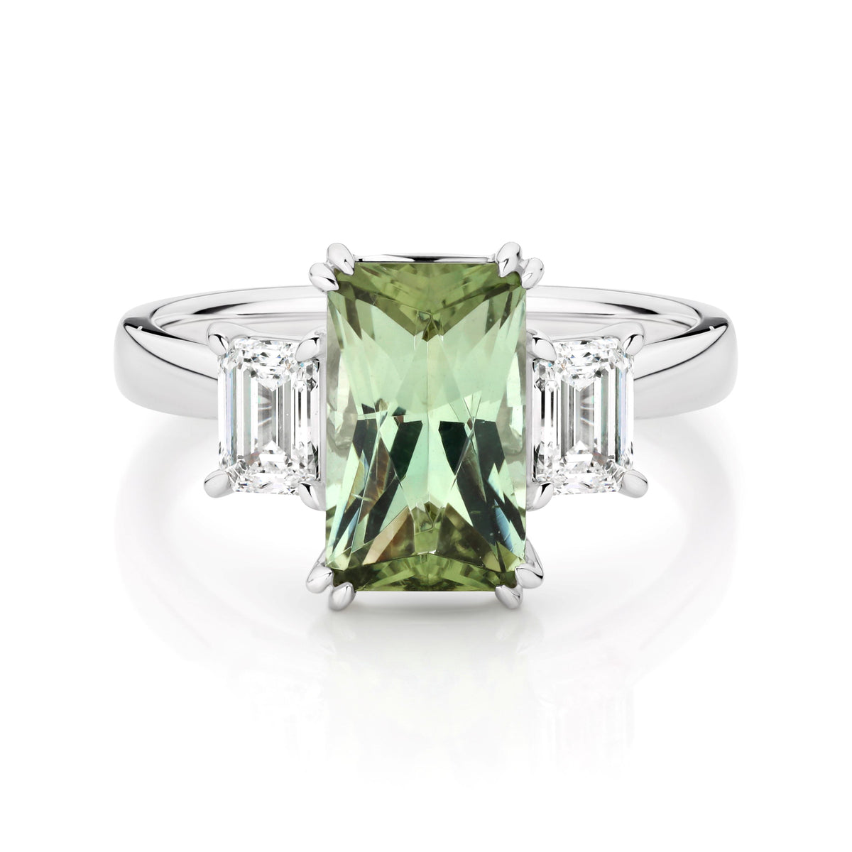 18ct White Gold Bespoke Tourmaline And Diamond Ring
