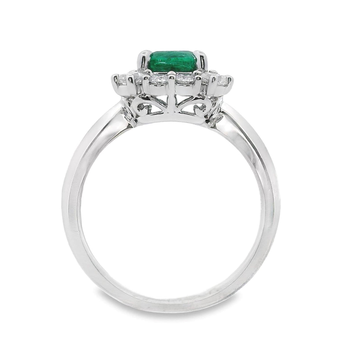 Bespoke 18ct White Gold Natural Emerald And Diamond Ring