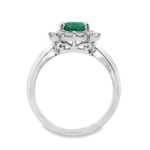 Bespoke 18ct White Gold Natural Emerald And Diamond Ring