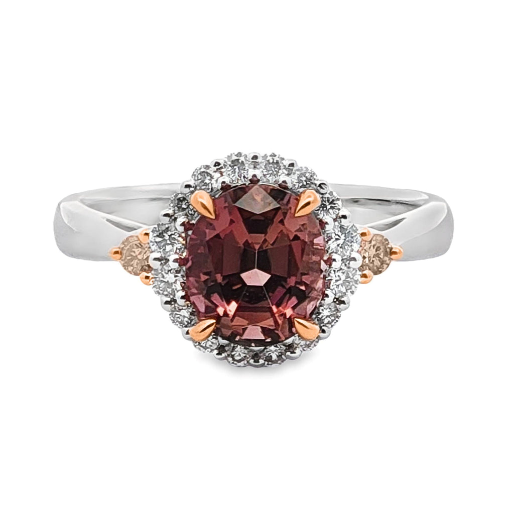 Bespoke 18ct White Gold Pink Tourmaline And Diamond Ring