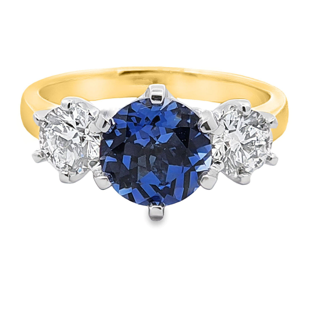 18ct Yellow Gold Lab Grown Diamond And Sapphire Ring