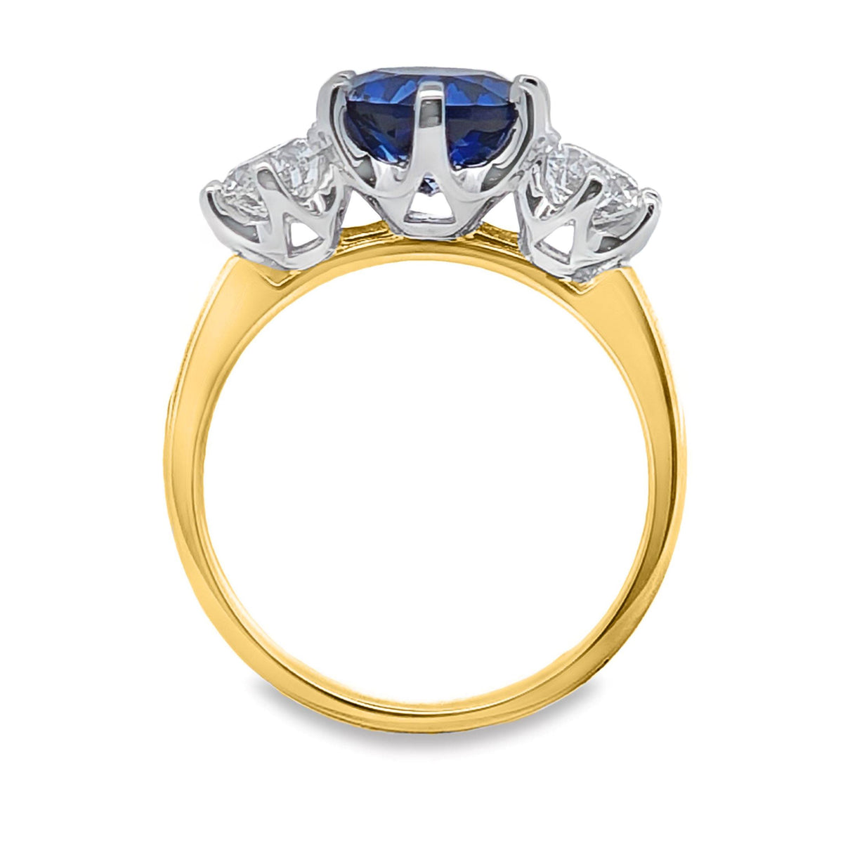 18ct Yellow Gold Lab Grown Diamond And Sapphire Ring