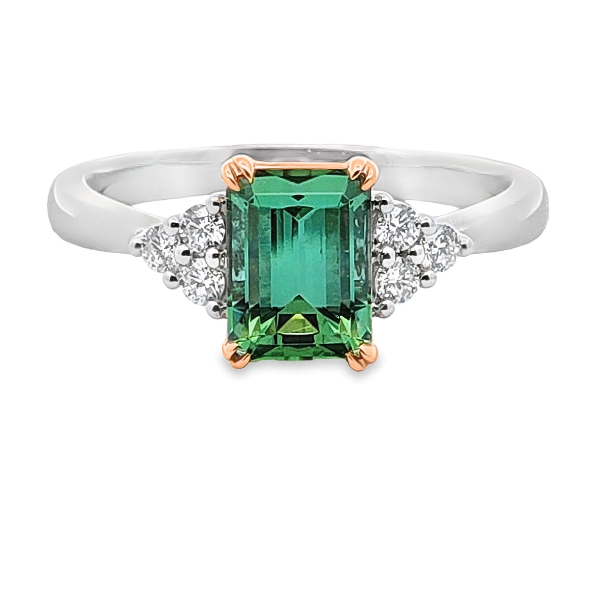 Bespoke 18ct White And Rose Gold Tourmaline And Diamond Ring