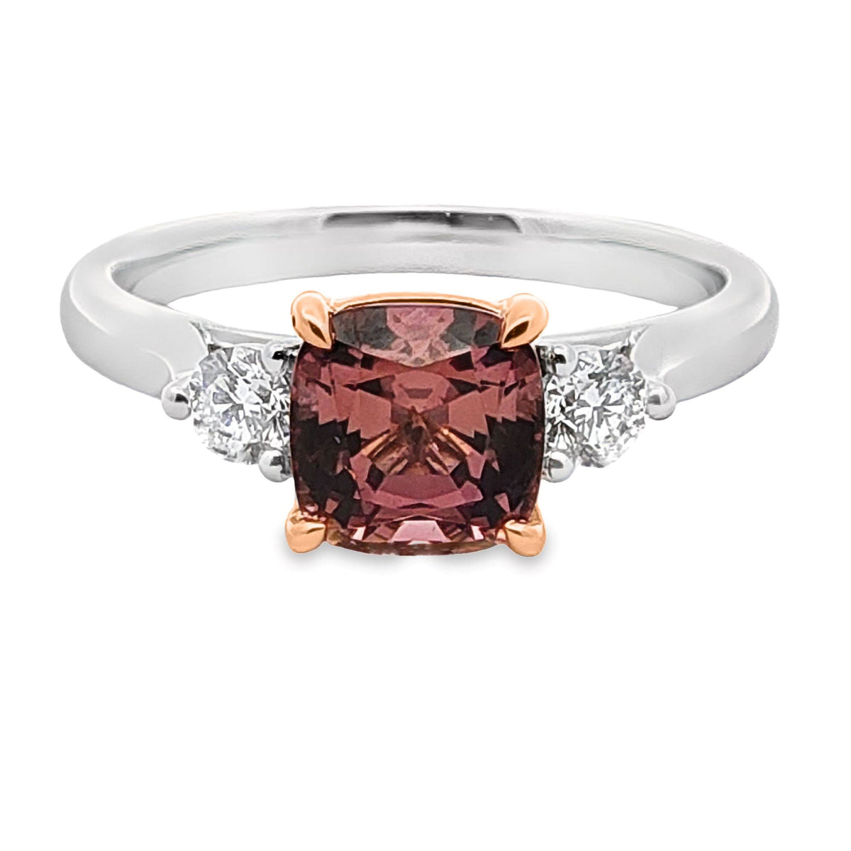 Bespoke 18ct White And Rose Gold Tourmaline And Diamond Ring