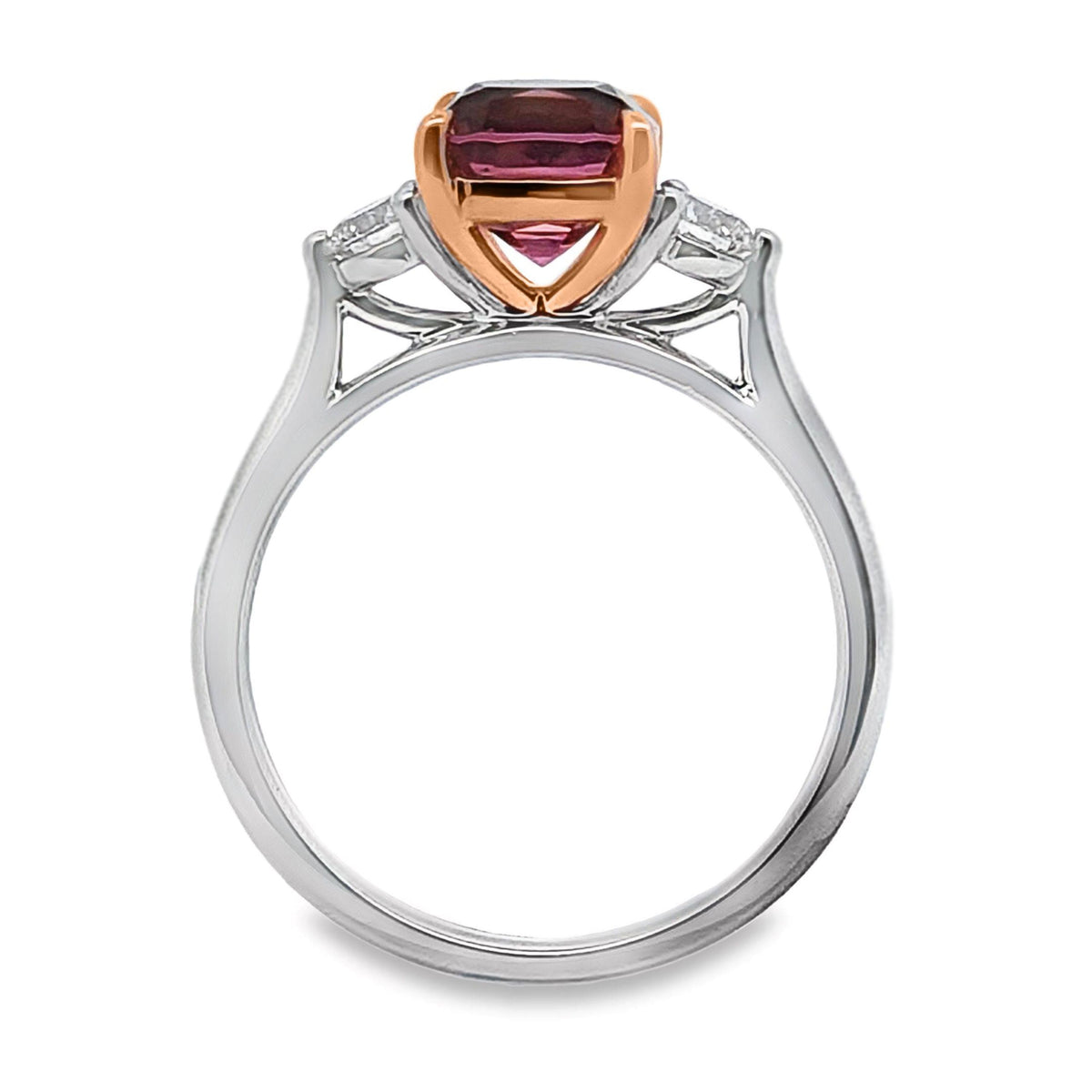 Bespoke 18ct White And Rose Gold Tourmaline And Diamond Ring