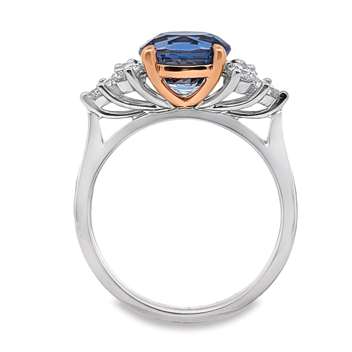 Bespoke 18ct White And Rose Gold Ceylon Sapphire And Diamond Ring