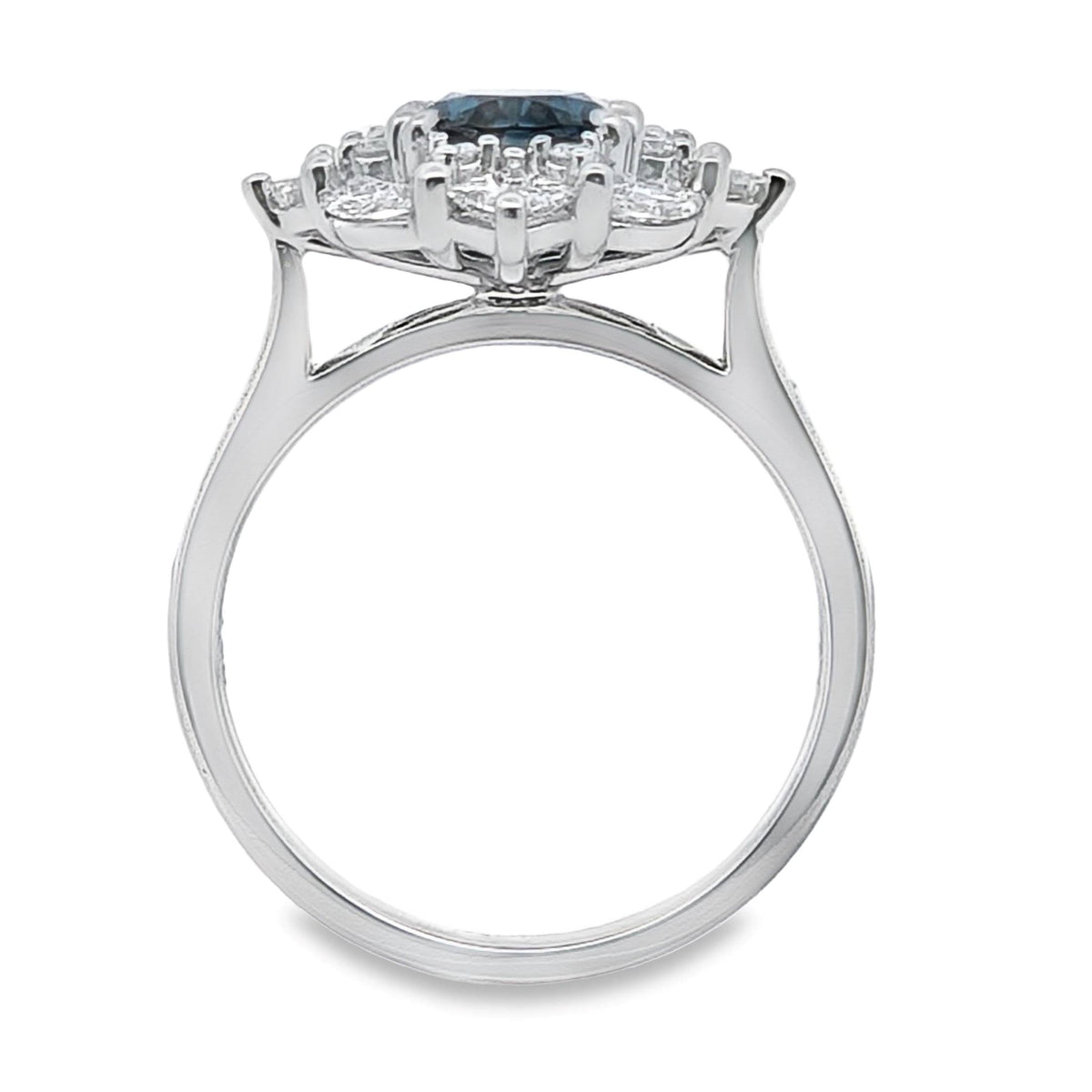 Bespoke 18ct White Gold Blue Spinel And Diamond Ring