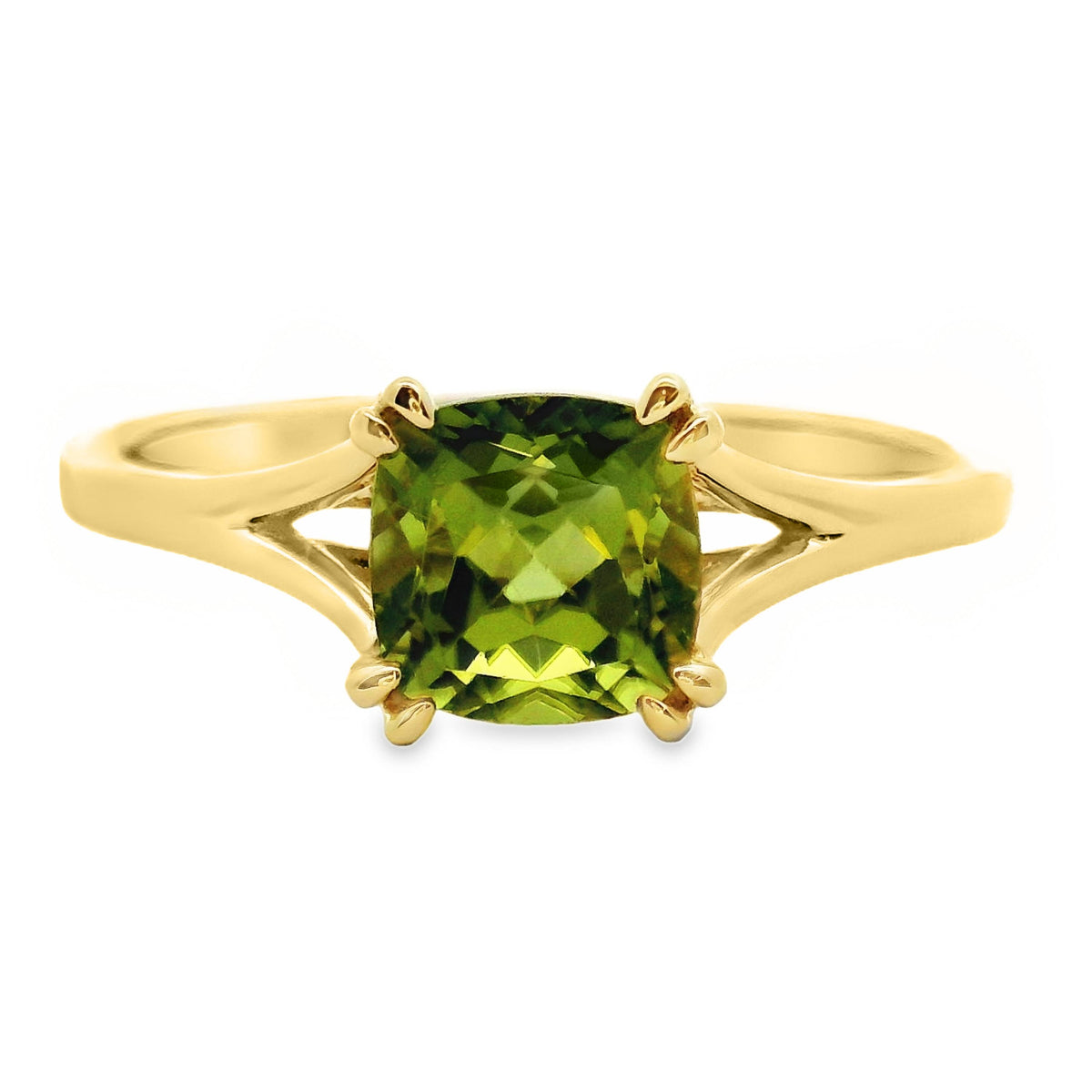 9ct Yellow Gold Peridot Split Band Ring