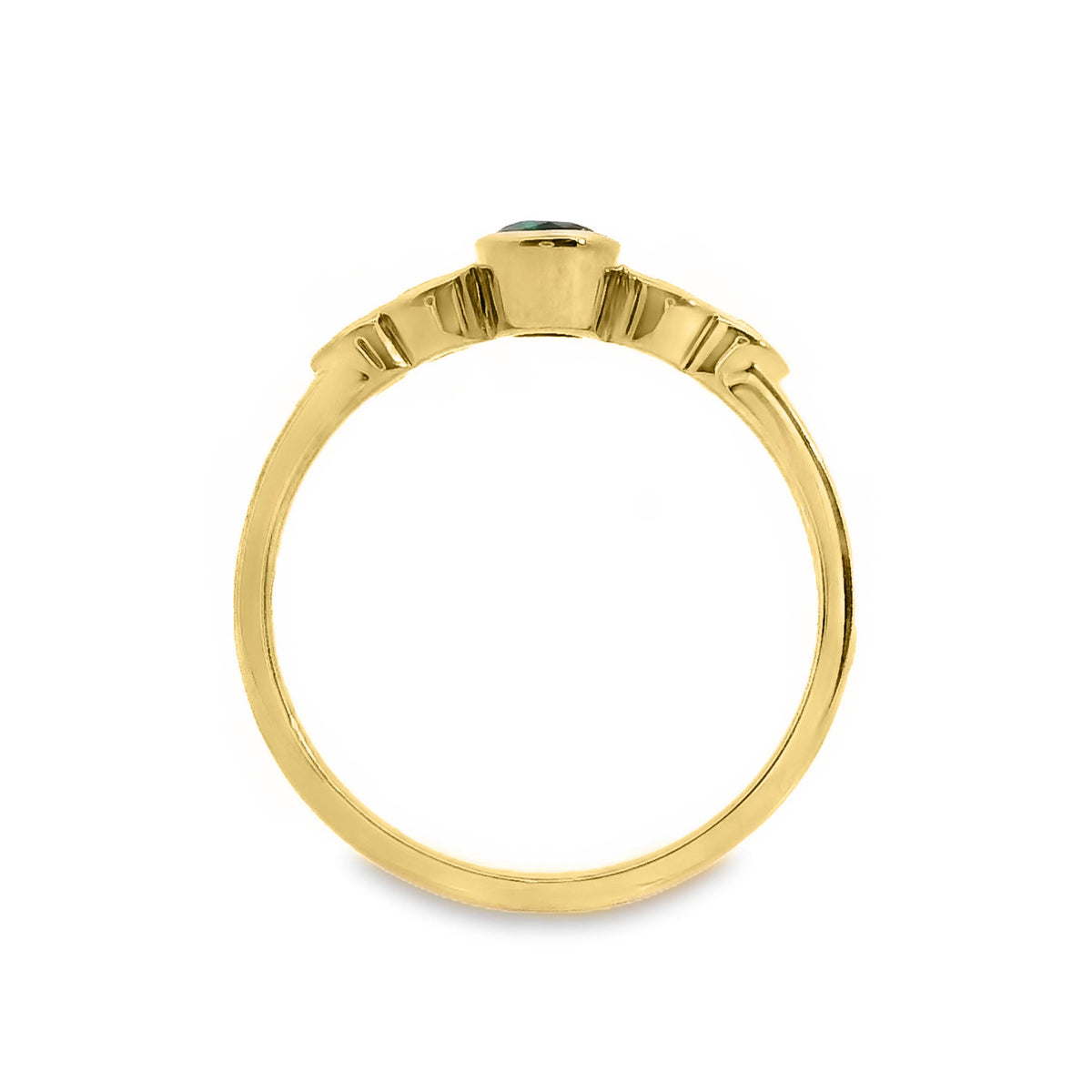 9ct Yellow Gold Lab Grown Emerald And Diamond Bezel Set Ring