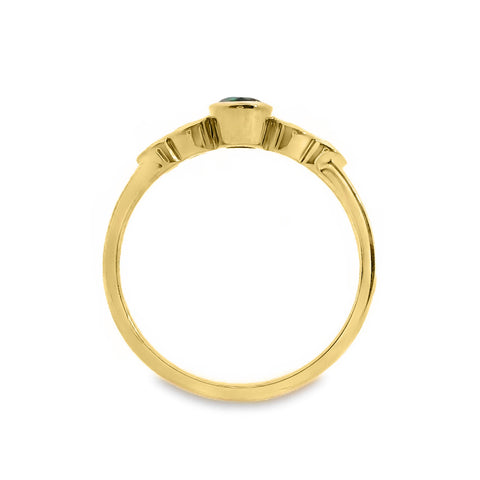 9ct Yellow Gold Lab Grown Emerald And Diamond Bezel Set Ring