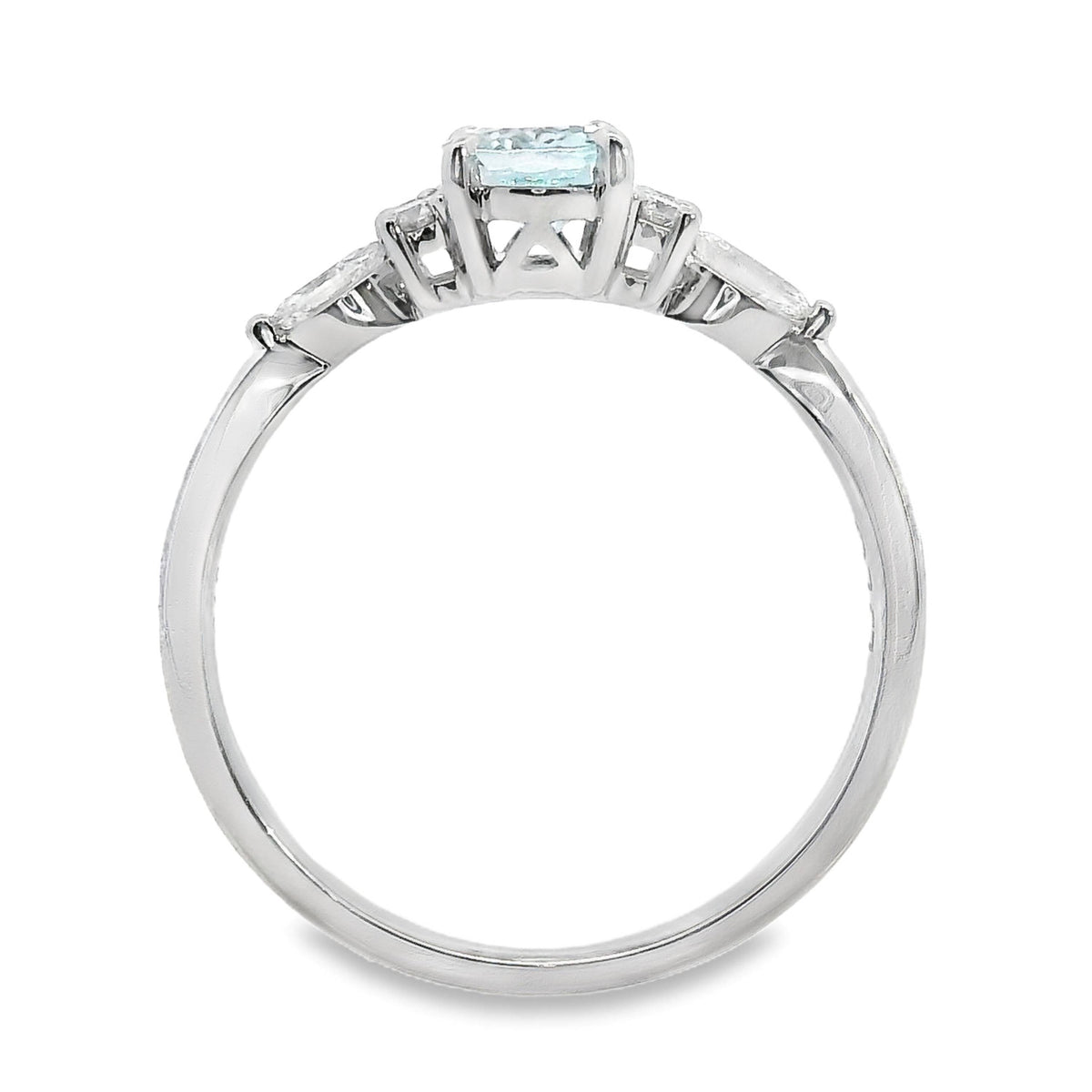 9ct White Gold Aquamarine And Lab Grown Diamond Louise Ring