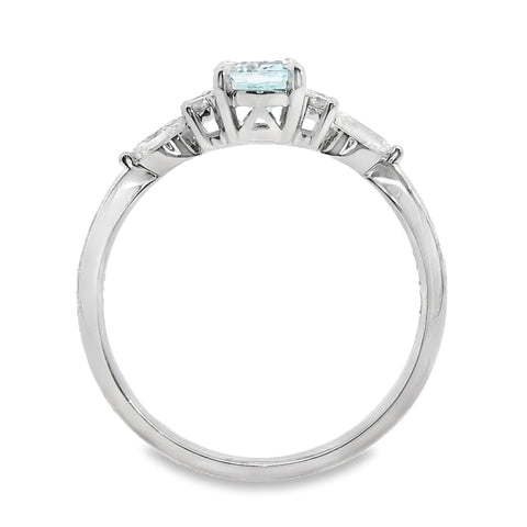 9ct White Gold Aquamarine And Lab Grown Diamond Louise Ring