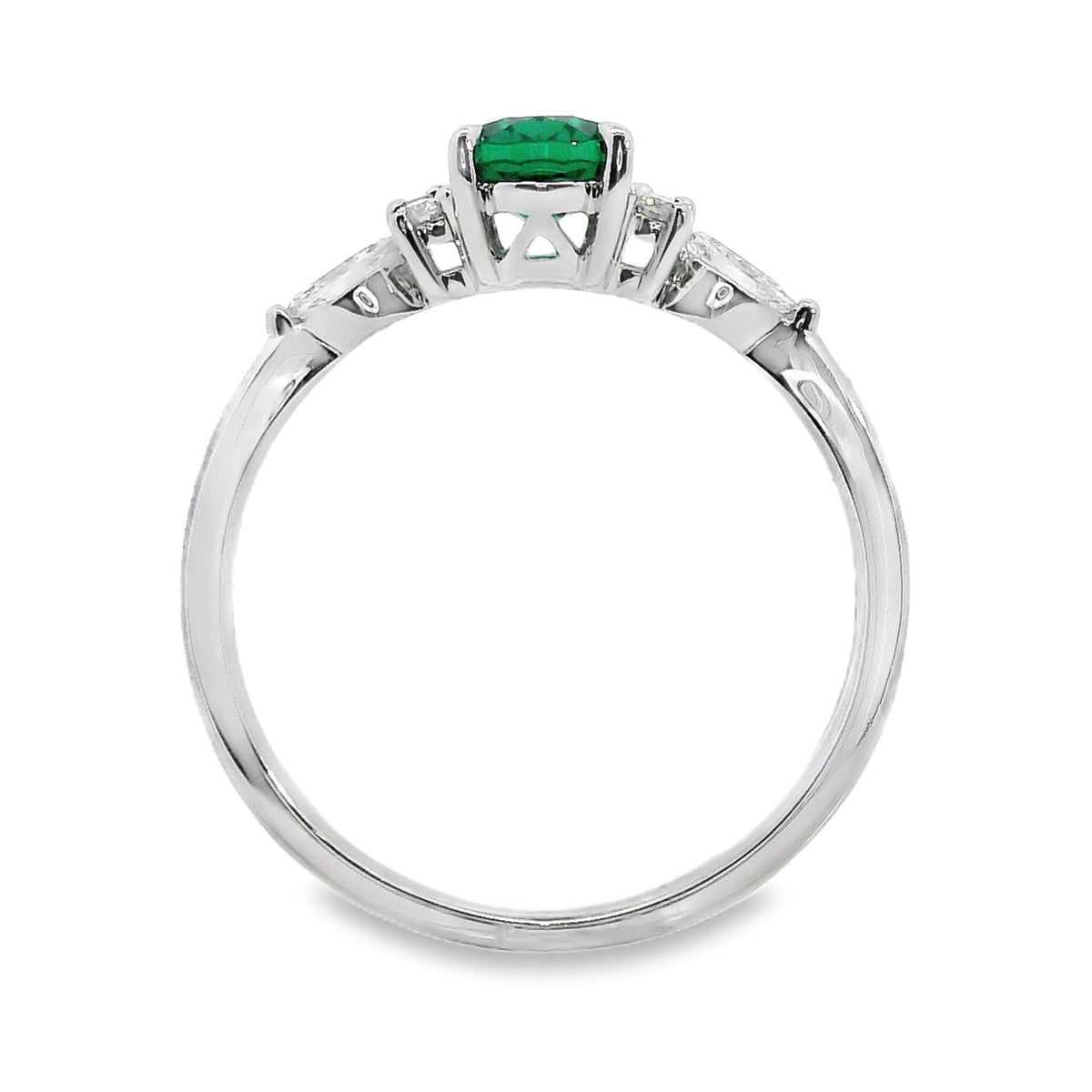 9ct White Gold Lab Grown Emerald And Diamond Louise Ring