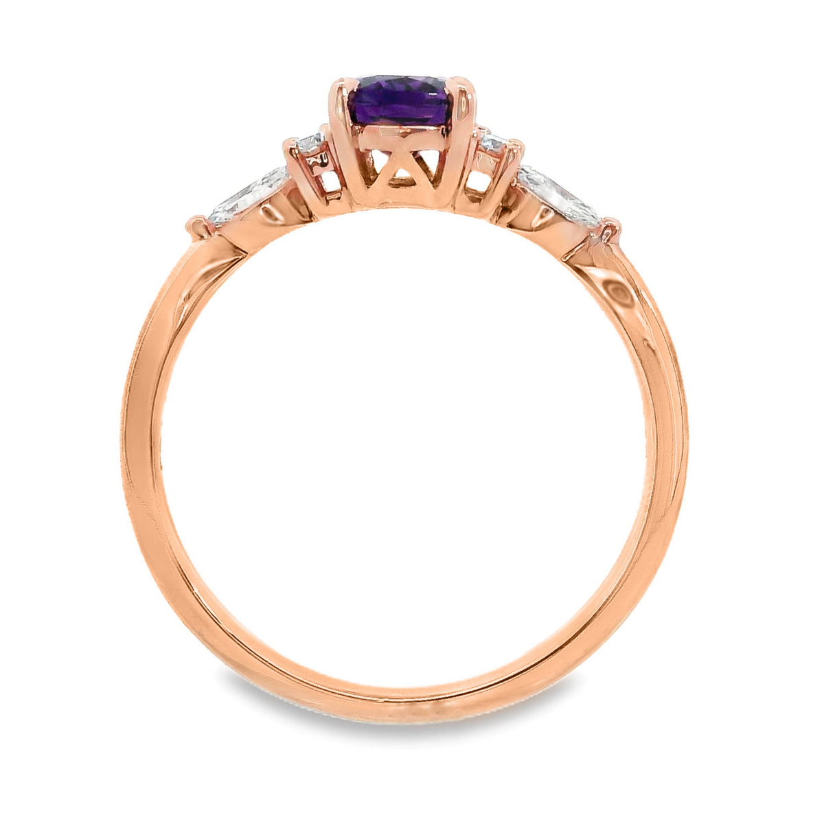 9ct Rose Gold Amethyst And Lab Grown Diamond Louise Ring
