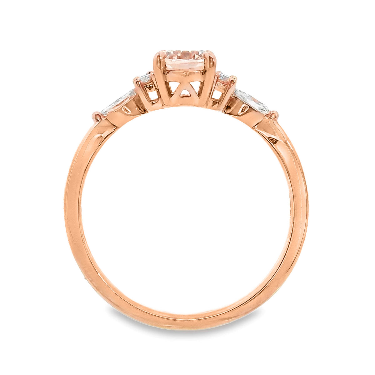 9ct Rose Gold Morganite And Lab Grown Diamond Louise Ring