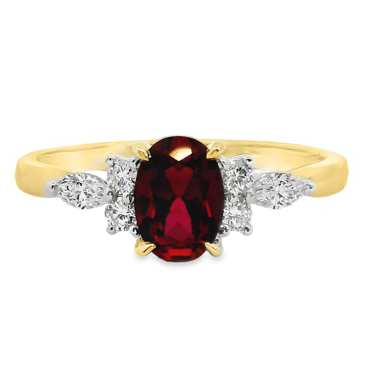 9ct Yellow Gold Lab Grown Ruby And Diamond Louise Ring