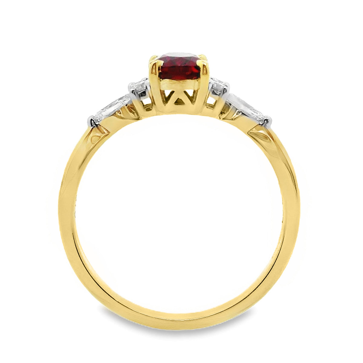 9ct Yellow Gold Lab Grown Ruby And Diamond Louise Ring