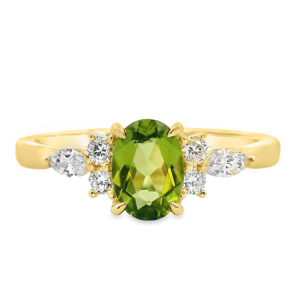 9ct Yellow Gold Peridot And Lab Grown Diamond Louise Ring