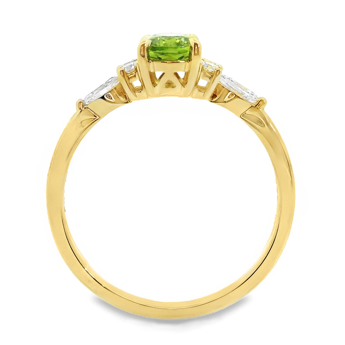 9ct Yellow Gold Peridot And Lab Grown Diamond Louise Ring