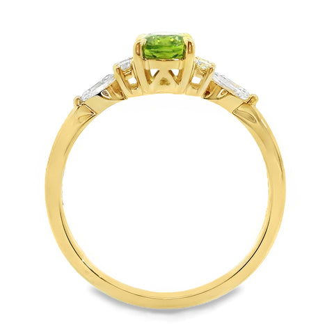 9ct Yellow Gold Peridot And Lab Grown Diamond Louise Ring