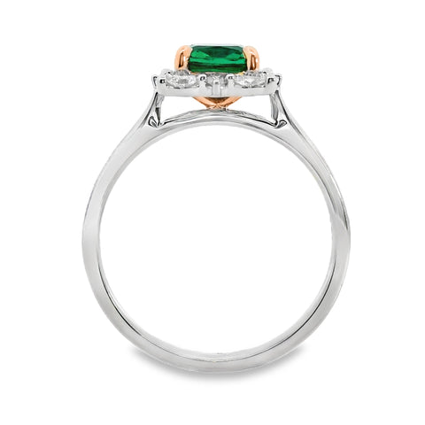 9ct White And Rose Gold Lab Grown Emerald And Diamond Marilyn Ring