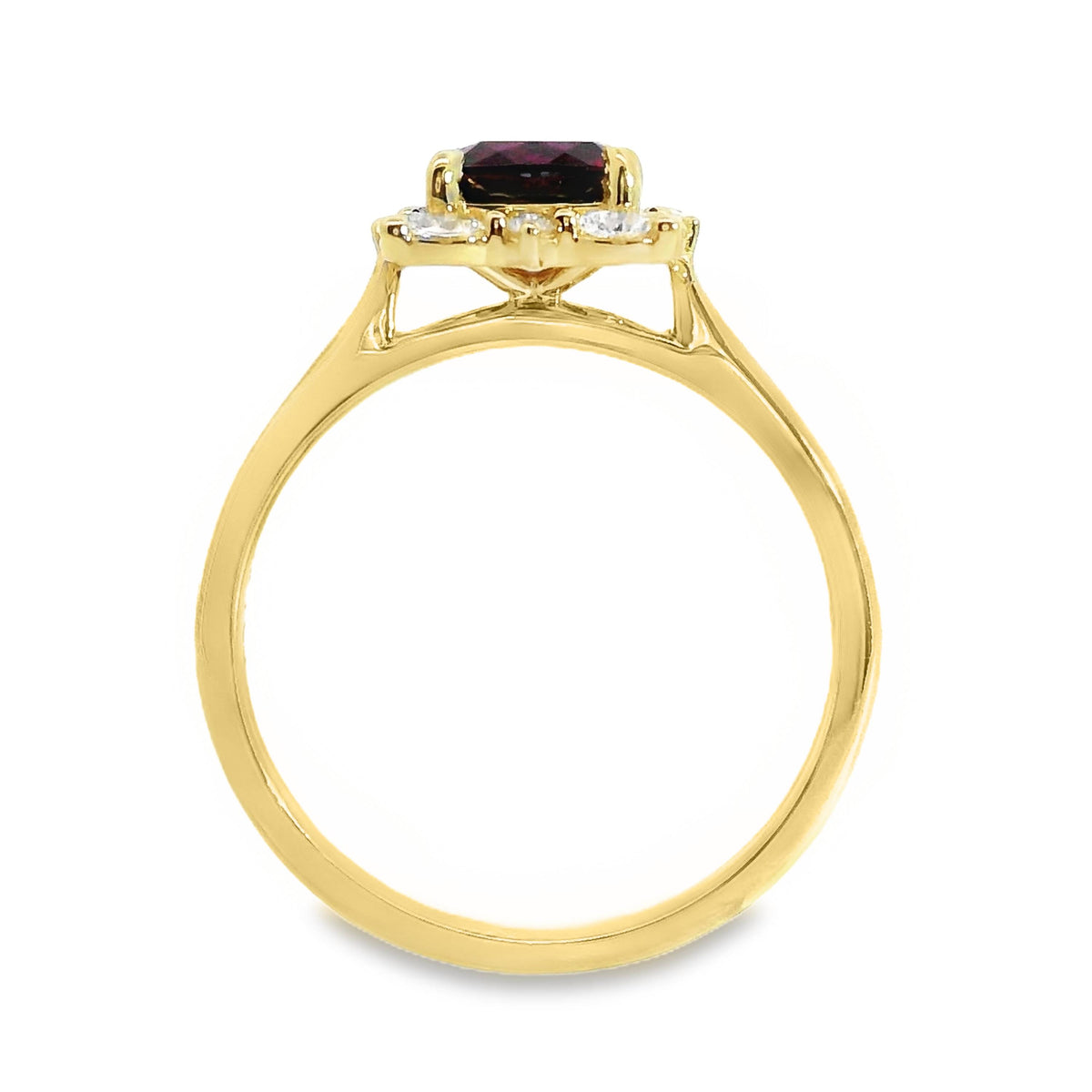 9ct Yellow Gold Rhodolite Garnet And Lab Grown Diamond Marilyn Ring