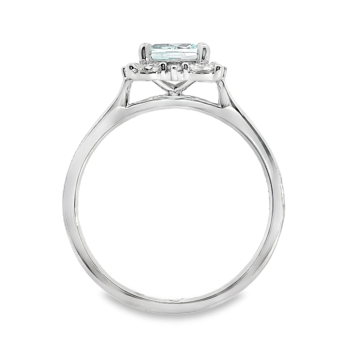 9ct White Gold Aquamarine And Lab Grown Diamond Marilyn Ring