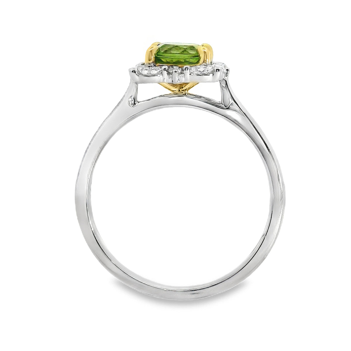 9ct White And Yellow Gold Natural Peridot And Lab Grown Diamond Marilyn Ring