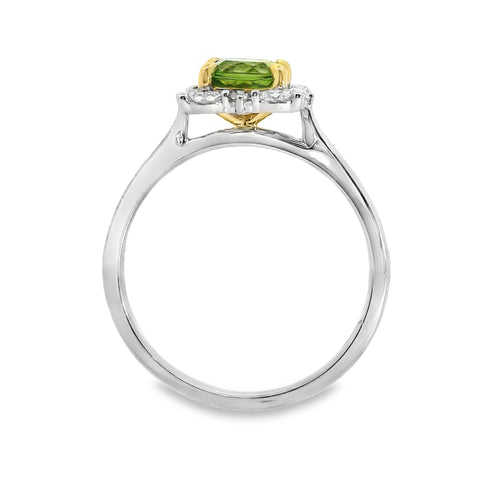 9ct White And Yellow Gold Natural Peridot And Lab Grown Diamond Marilyn Ring