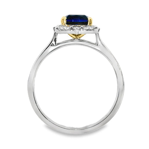 9ct White And Yellow Gold Lab Grown Sapphire And Diamond Marilyn Ring