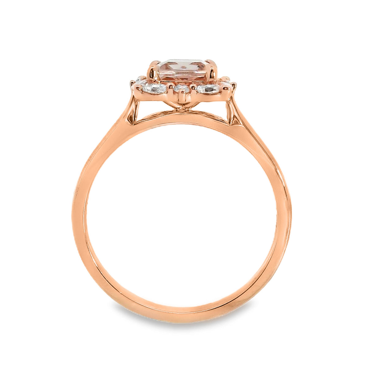 9ct Rose Gold Morganite And Lab Grown Diamond Marilyn Ring