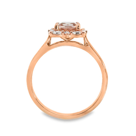 9ct Rose Gold Morganite And Lab Grown Diamond Marilyn Ring
