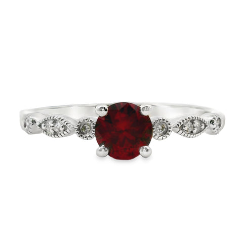 9ct White Gold Lab Grown Ruby And Diamond Ring
