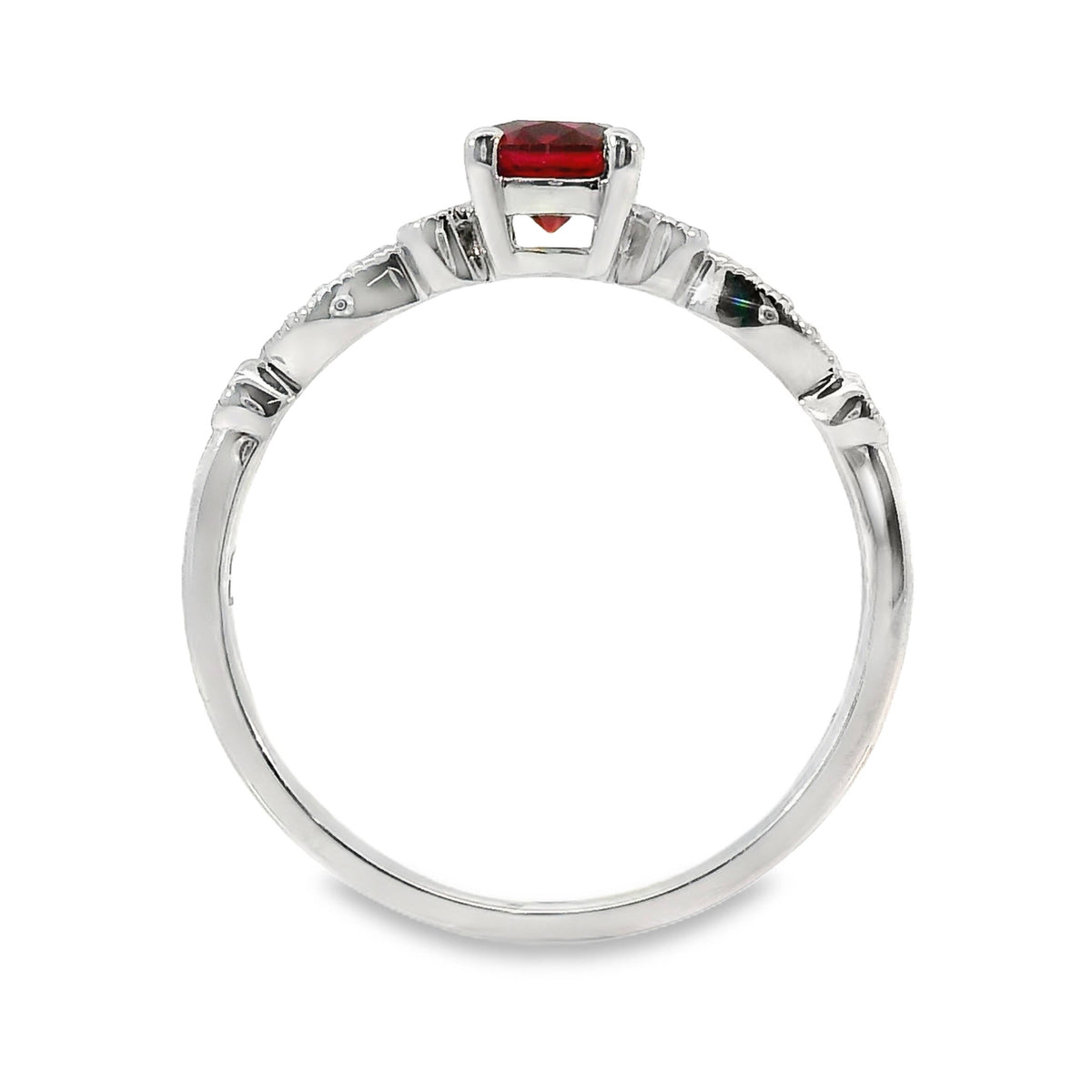 9ct White Gold Lab Grown Ruby And Diamond Ring