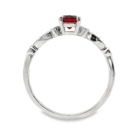 9ct White Gold Lab Grown Ruby And Diamond Ring