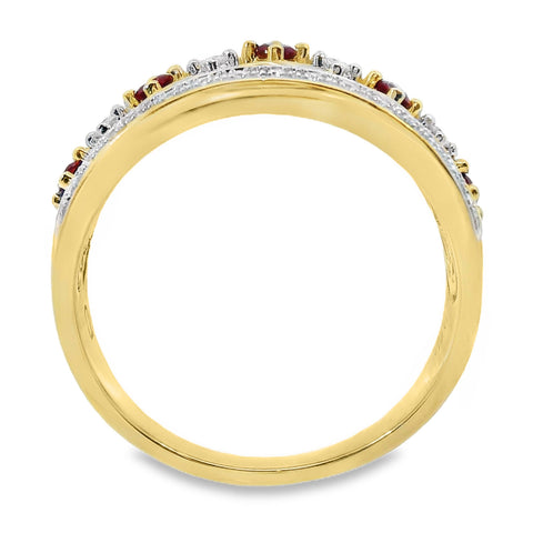 9ct Yellow Gold Ruby And Diamond Dress Ring