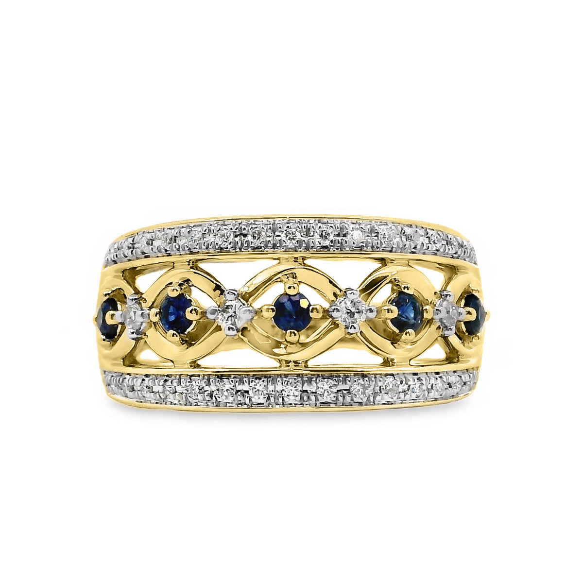 9ct Yellow Gold Sapphire And Diamond Dress Ring