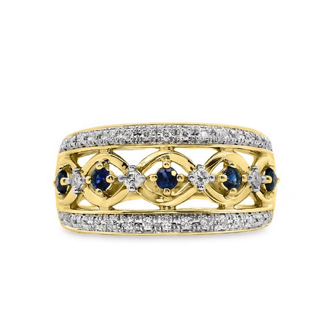 9ct Yellow Gold Sapphire And Diamond Dress Ring