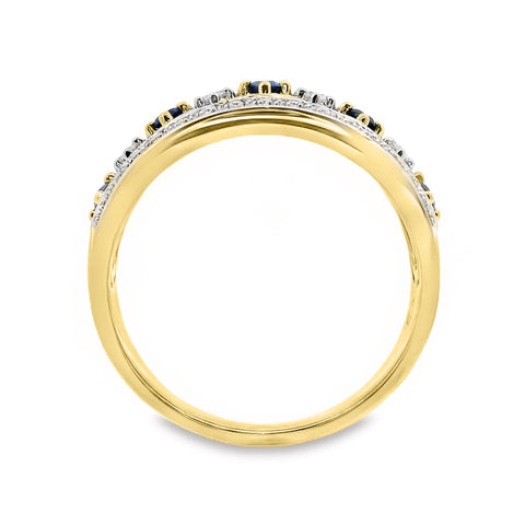 9ct Yellow Gold Sapphire And Diamond Dress Ring