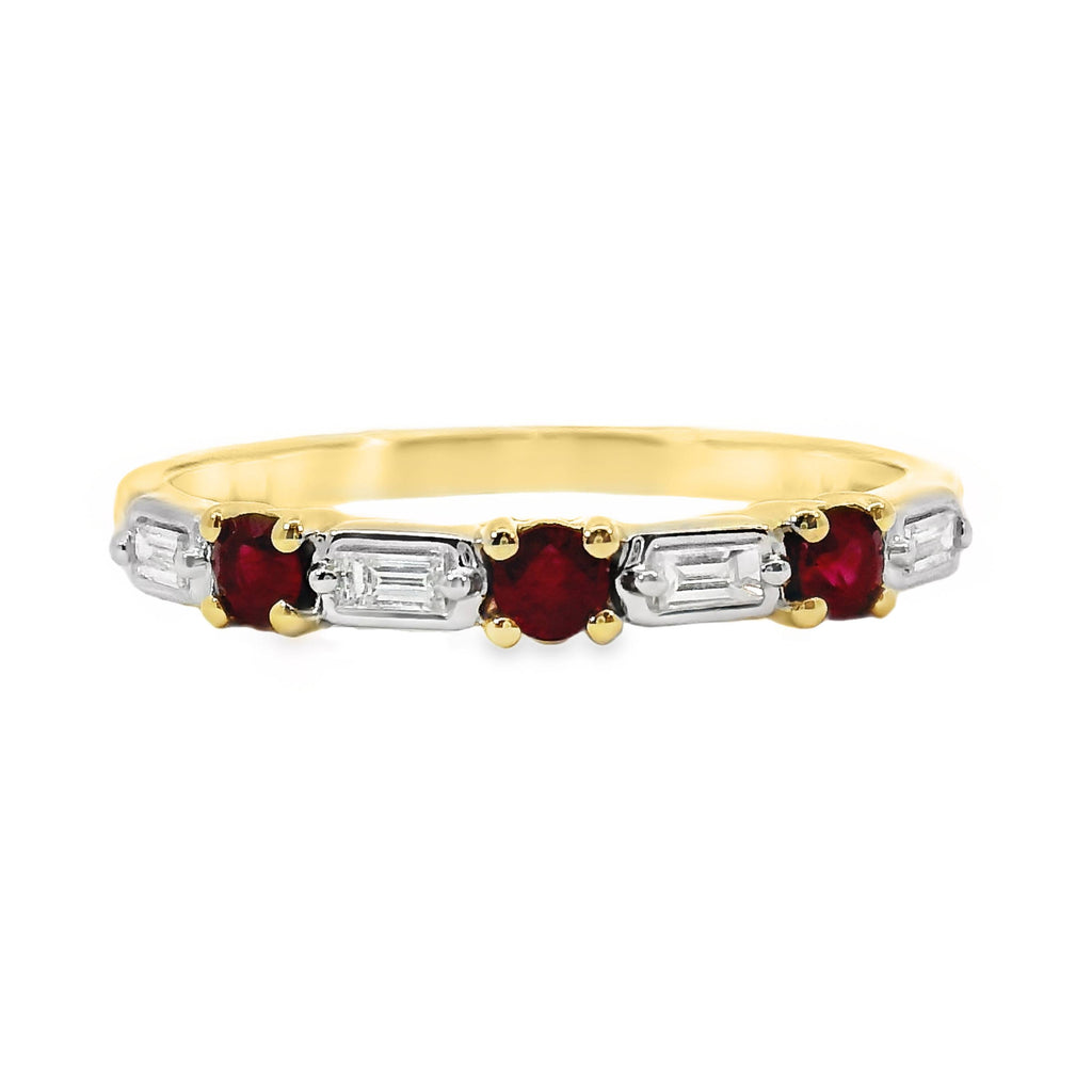 9ct Yellow Gold Alternating Ruby And Diamond Eternity Ring