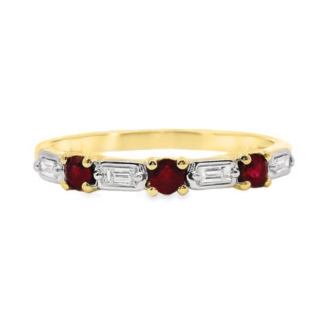 9ct Yellow Gold Alternating Ruby And Diamond Eternity Ring