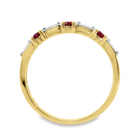 9ct Yellow Gold Alternating Ruby And Diamond Eternity Ring