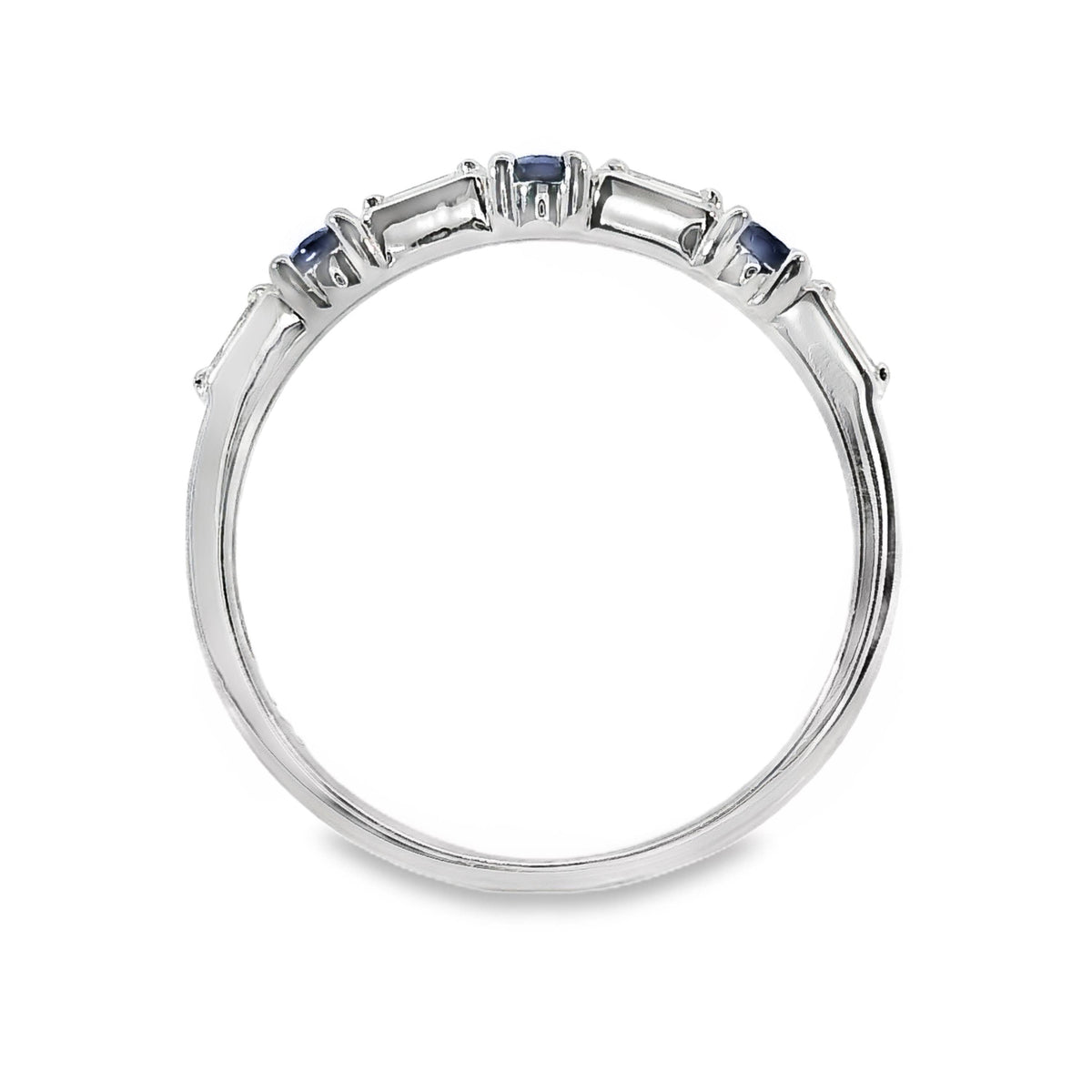 9ct White Gold Alternating Diamond And Sapphire Eternity Ring